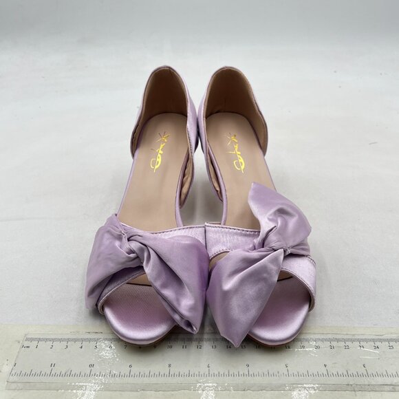 XYD Lavender Low Heel D'Orsay Pumps Peep Toe Slip On Bowknot Sandals Shoes - Picture 3 of 8